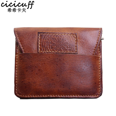 Porte-monnaie 100% en cuir d'origine pour hommes, Mini rabat, porte-monnaie de marque en cuir de vache, pochette pour hommes et femmes ► Photo 1/6