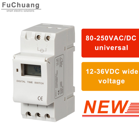 Nouveau relais de commutateur de minuterie THC15A 80-250V AC/DC universel 7 jours Programmable commutateur de temps numérique large tension 12-36VDC Din Rail ► Photo 1/6