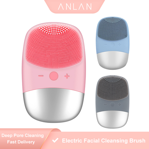 ANLAN Électrique Facial Brosse nettoyante Silicone Sonic Brosse pour Visage Mini Nettoyeur Peau Masseur Nettoyage des pores profonds  Brosse nettoyante pour le visage ► Photo 1/6