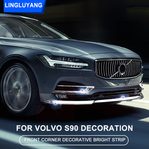 Pour Volvo 2016 2017 2022 S90 avant coin décoration lumineuse bande pare-chocs avant décoration bande Accessoires de voiture ► Photo 1/6