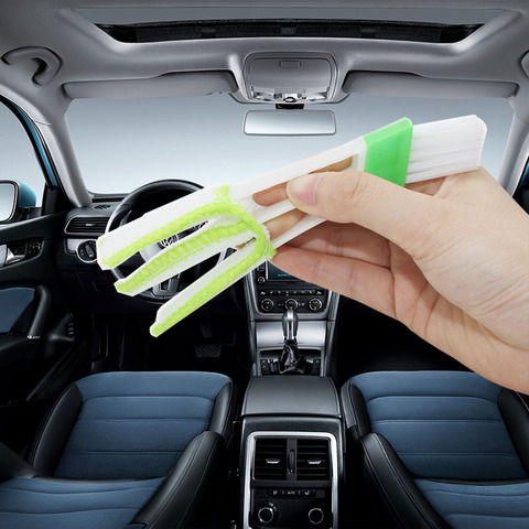 Brosse de nettoyage multi-usages pour le climatiseur de voiture, outil de nettoyage des fenêtres 1 pièce longue durée 2 en 1, Double curseur ► Photo 1/6