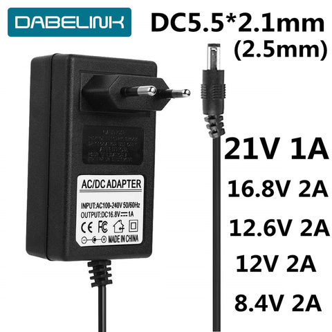 Chargeur d'outils électriques de batterie de Liion de cc ca 16.8V 21V 8.4V 12.6 12V chargeur cc 5.5*2.1MM 18650 chargeur caméra IP CCTV chargeur ► Photo 1/6