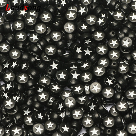 En gros 4*7mm noir étoile lettre acrylique perles Alphabet rond entretoise perles pour bijoux à bricoler soi-même faisant des fournitures de Bracelet ► Photo 1/5