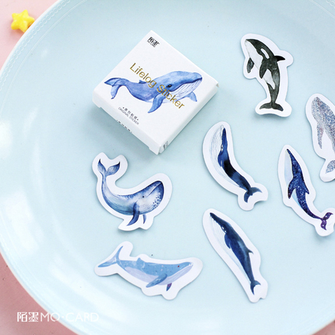 45 pcs/pack Kawaii Baleine Étiquette Autocollants Décoratifs Papeterie Autocollants Scrapbooking DIY Journal Album Bâton Étiquette Fournitures Scolaires ► Photo 1/3