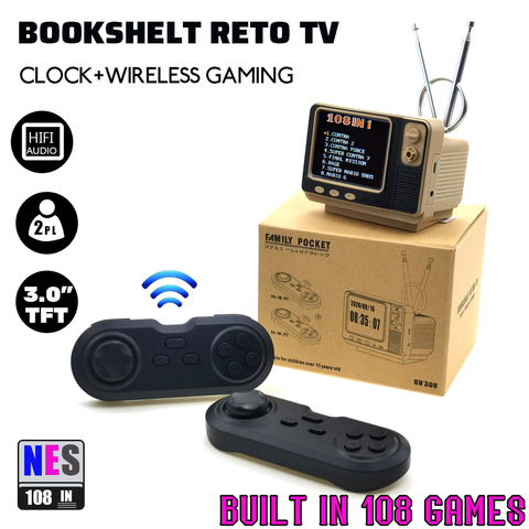 Mini rétro TV Console de jeu portable Console de jeu vidéo montre numérique intégré 108 jeux différents pour NES AV Out GV300 ► Photo 1/6