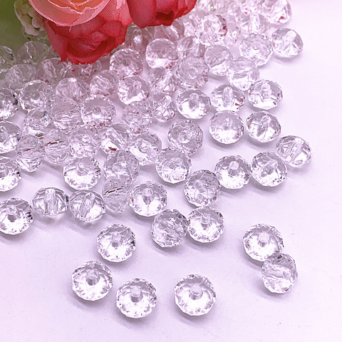 Perles à facettes acrylique, blanc, ample, Transparent, 4/6/8/10/12/14/16mm, pour la fabrication de bijoux, accessoires, bricolage, vente en gros ► Photo 1/3
