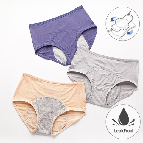 Culotte menstruelle pour femme, pantalon menstruel, à l'épreuve des fuites, sous-vêtements en coton, imperméable, grande taille, lingerie ► Photo 1/6