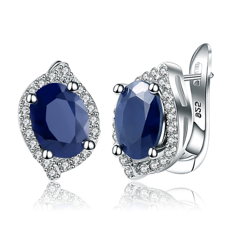 Gem's Ballet – boucles d'oreilles ovales en saphir bleu naturel pour femme, bijoux fins de mariage, en argent Sterling 925, 3,32 ct ► Photo 1/6