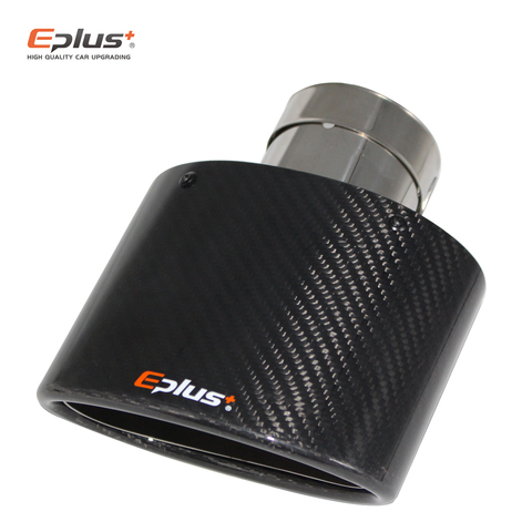 EPLUS – silencieux d'échappement pour voiture en Fiber de carbone, brillant, embout décoratif universel, couleur argent, inoxydable, ovale, largeur 150mm ou 105mm ► Photo 1/6