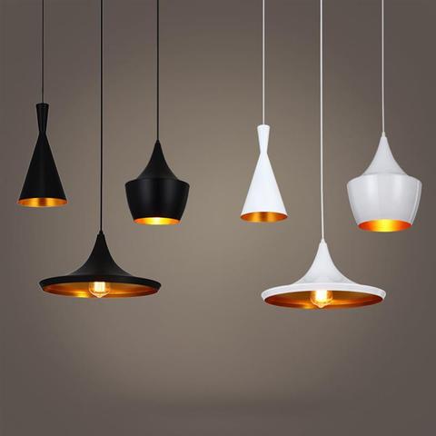 Lampe suspendue industrielle Vintage en aluminium noir/blanc, abat-jour pour salle à manger, Restaurant, luminaires suspendus ► Photo 1/6