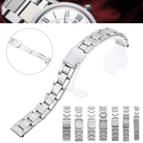 Bracelets en métal pour hommes femmes 12 14 16 18 20 22 24mm bracelet de remplacement bracelet en acier inoxydable argent bracelet de montre à extrémité droite ► Photo 1/6