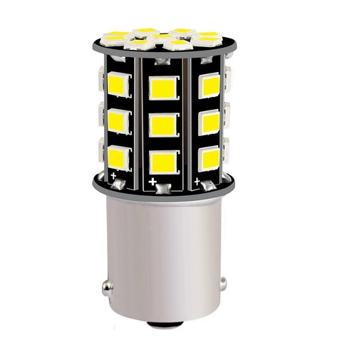 Ampoule de frein arrière de voiture, clignotant, feu de jour blanc rouge ambre jaune, 1156 P21W BA15S 7506 R10W R5W 33 LED, 1 pièce ► Photo 1/6