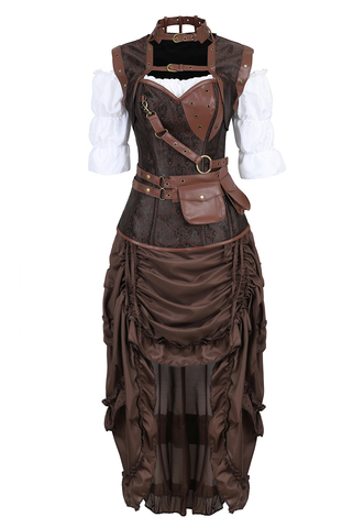 Steampunk Robe Corset Bustier Lingerie Top Corset Victorien Tenue Costumes Pour femmes Costume D'halloween Vintage Cosplay Jupe ► Photo 1/5