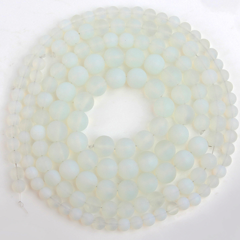 Gemme naturelle en opale blanche mate, perles rondes et amples, pour la fabrication de bijoux, 4/6/8/10/12mm Bracelet à bricoler soi-même 15 pouces ► Photo 1/5