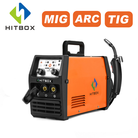 Soudeuse HITBOX 220V HBM1200 soudeuse avec MIG TIG MMA 3 en 1 fonction ajustement carbone galvanisé acier inoxydable pour souder ► Photo 1/6