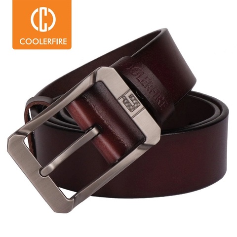 Coolerfire-ceinture en cuir véritable pour hommes, marque avec boucle ardillon, jeans cowboy, de luxe, de haute qualité, de styliste ► Photo 1/6