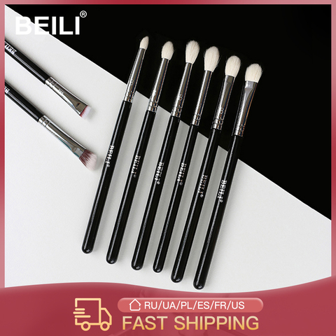 BEILI 8 pièces classique noir Pro outil chèvre cheveux synthétiques ombre à paupières sourcils mélange smoky maquillage brosse ensemble ► Photo 1/6