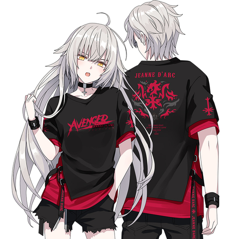 T-shirt à manches courtes pour Cosplay, 2 pièces, noir, rouge, faux t-shirt unisexe ► Photo 1/4