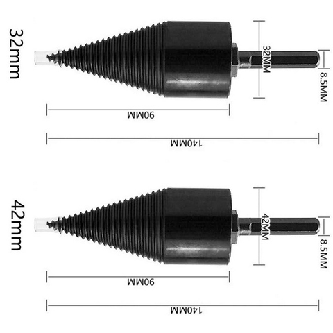 32mm/42mm bois séparateur foret en acier à haute teneur en carbone rond/Hex/Triangle tige bois fendu cône foret outils de forage électrique ► Photo 1/6