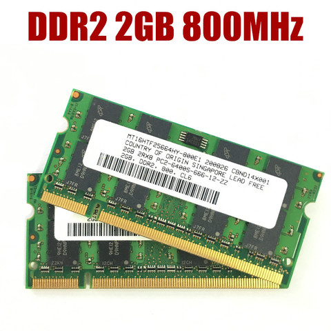 Barrette de RAM DDR2 2 go pour ordinateur portable, module de mémoire vive, fréquence d'horloge 6400/800/800 Mhz, PC2, broches 200 broches ► Photo 1/1