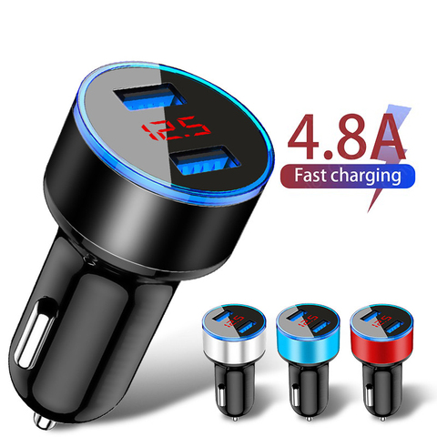 Chargeur USB pour téléphone portable avec affichage LED, 4,8a, adaptateur pour voiture, compatible avec Xiaomi, Samsung, iPhone 12, 11 Pro, 7, 8 Plus ► Photo 1/6