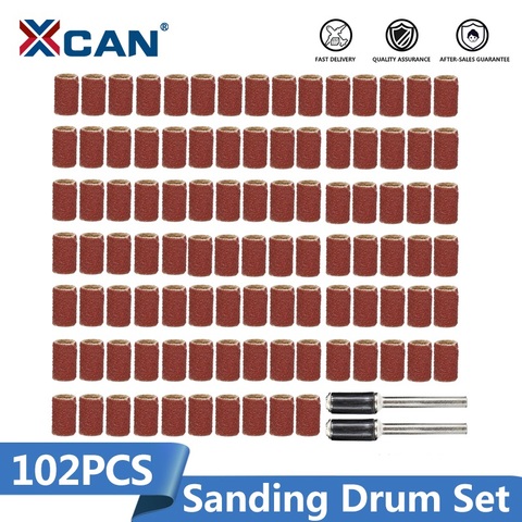 XCAN outils rotatifs 102 pièces 120 # bandes de ponçage ensemble avec 6.35mm mandrins clou perceuse électrique Machine meulage sable anneau peu ► Photo 1/6