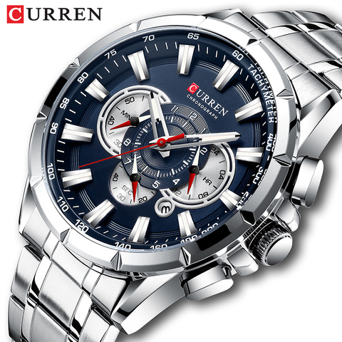 Curren hommes montres haut de gamme de luxe chronographe Quartz hommes montre étanche Sport montre-bracelet hommes acier inoxydable mâle horloge ► Photo 1/6