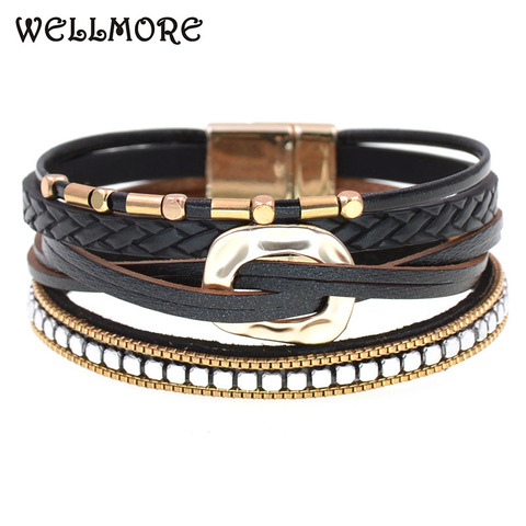 WELLMORE – bracelets en cuir vintage pour femmes, 8 couleurs, 3 tailles, bijoux à la mode ► Photo 1/1