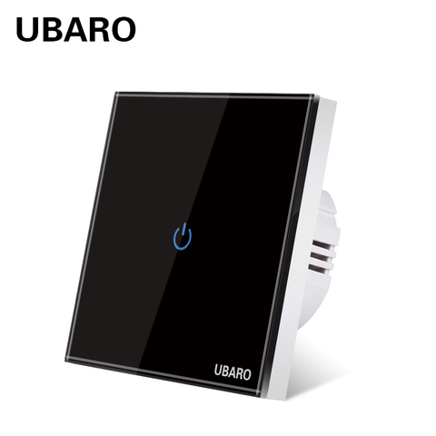 UBARO – Interrupteur mural en verre trempé EU AC 100 – 240, accessoire électrique cristal blanc et noir pour luminaires LED, position 1, 2, 3, européen ► Photo 1/6