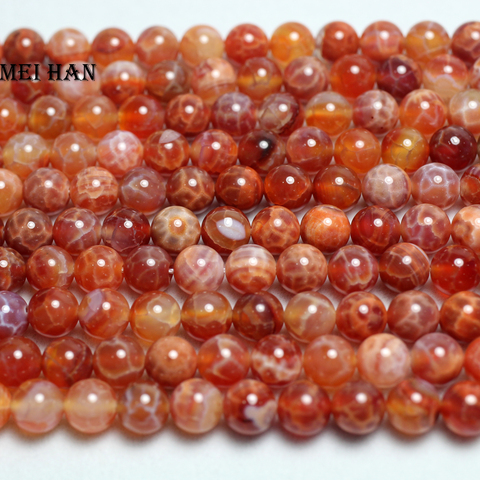 Meihan – perles d'agate de feu naturel, rondes et lisses, pour la fabrication de bijoux, 8mm, 1 brin, livraison gratuite ► Photo 1/1