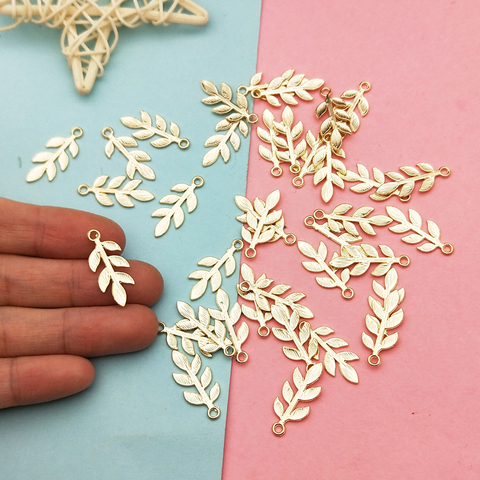 Mini breloques flottantes en alliage de Zinc doré pour bricolage, mode, boucles d'oreilles, accessoires de fabrication de bijoux, feuilles d'arbre, 20 pièces ► Photo 1/6