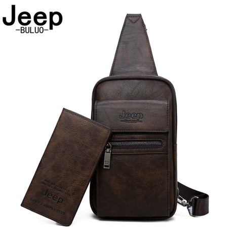 JEEP BULUO – sac en croûte de cuir pour hommes, sac à bandoulière de bonne qualité, sacs de poitrine pour jeunes hommes de marque célèbre ► Photo 1/6