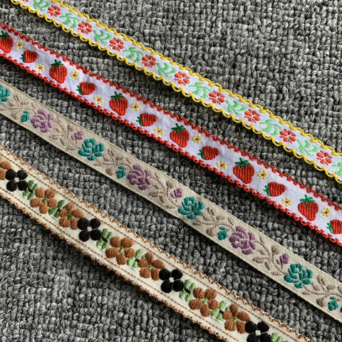 3YARD, 5/8 pouces, fleurs kaki, ruban Jacquard fait à la main, fraises, 12-20mm, MJ200531 ► Photo 1/5