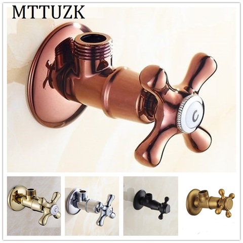 MTTUZK – vanne de remplissage en laiton antique, vanne d'angle or Rose or or/noir/Chrome, vanne d'arrêt d'eau G1/2