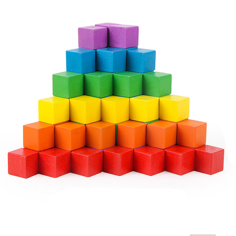 100 pièces 1 cm 1.5 cm 2 cm cubes en bois colorés dés de bois jeux de société pour la famille et les enfants jeu de société 6 couleurs ► Photo 1/6