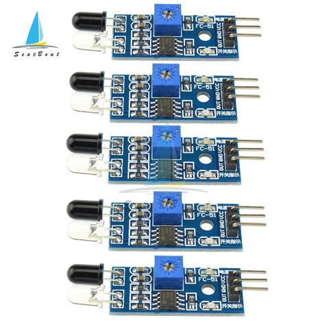 Module de capteur infrarouge pour éviter les obstacles, DC 3.3V-5V IR, 5 pièces/lot, pour Robot de voiture intelligent Arduino, 3 fils, photoélectrique réfléchissant ► Photo 1/1