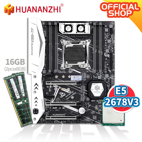 Huanzhi-carte mère TF X99, kit carte mère avec processeur Intel XEON E5 2678 V3, 2x8 go DDR3 RECC, NVME SATA 3.0, USB 3.0 ATX ► Photo 1/3