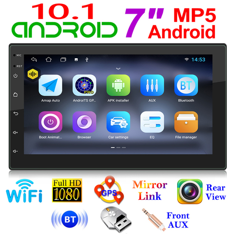2 Din Android 10.1 autoradio multimédia lecteur vidéo Double stéréo GPS Navigation WIFI Bluetooth lecteur AUX Auto stéréo 7 pouces ► Photo 1/6