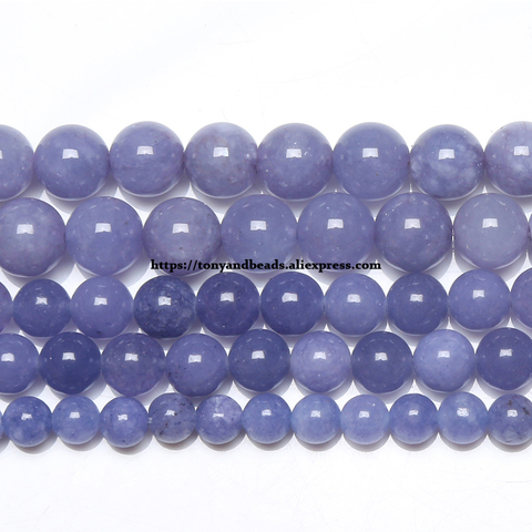 Perles d'angelite violette en pierre naturelle, rondes, amples, taille 6, 8, 10MM, 15 pouces, brin SAB15 ► Photo 1/1