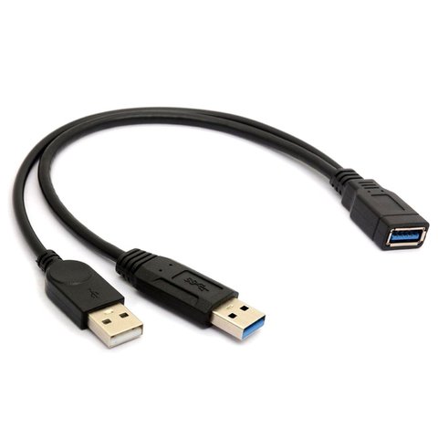 HW24USB 3.0 femelle à double USB mâle, Extension de données en Y, câble séparateur de 20cm ► Photo 1/6