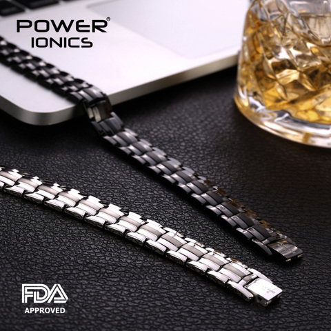 Power Ionics 4 en 1, Anion 100% titane pour hommes, Germanium magnétique, accessoire de pression artérielle Bracelet à breloques bijoux cadeaux avec outil ► Photo 1/6