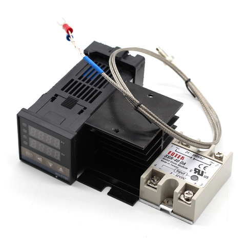 Contrôleur de température numérique PID 220V + max.40A SSR + K pour Thermocouple + dissipateur thermique ► Photo 1/6