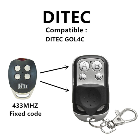 DITEC GOL4C 433mhz télécommande code fixe commande de garage émetteur de poche GOL4C DITEC ouvre-porte de garage 433.92mhz à distance ► Photo 1/6