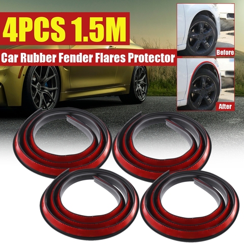 4 pièces/2 pièces 1.5M universel caoutchouc voiture passage de roue Protection moulures Anti-collision roue sourcil garde-boue Protection autocollant ► Photo 1/6