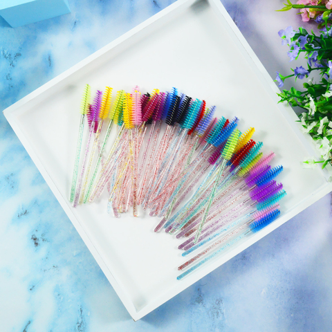 QSTY – Brosses de maquillage à cils jetables, 50 pcs, baguette-applicateur de mascara, 6 couleurs ► Photo 1/6