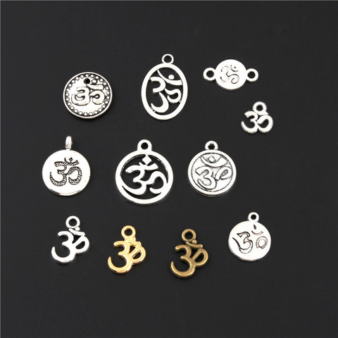 Pendentif rond, mélange de couleur argent/Bronze/or/OM/OHM/panneau en alliage 3D, breloques, bricolage, accessoires bijoux faits à la main, 22 pièces M179 ► Photo 1/3