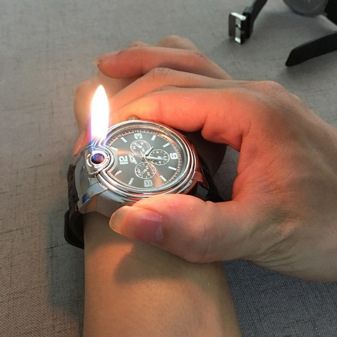 Allume-cigare électronique en métal, montre gonflable en Butane, jouet, Gadget, blagues pratiques, sans gaz ► Photo 1/6