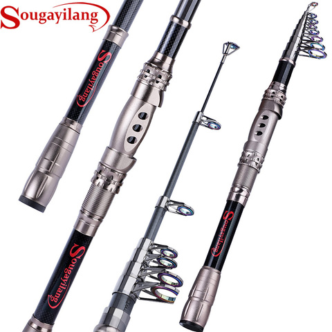Sougayilang – canne à pêche Spinning télescopique de 1.8 à 3.3M, accessoire en Fiber de carbone avec anneau de guidage multicolore ► Photo 1/6