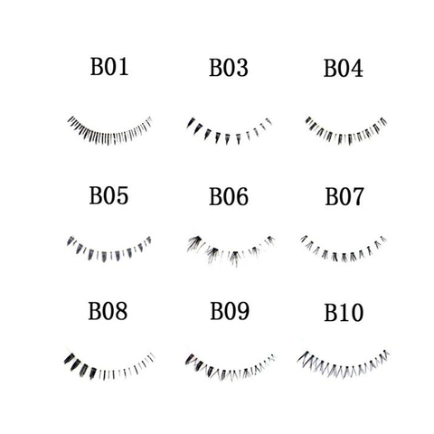 Lot de 5 paires de cils inférieurs, 8 Styles différents, doux, doux, bande transparente faite à la main, 100% ► Photo 1/3