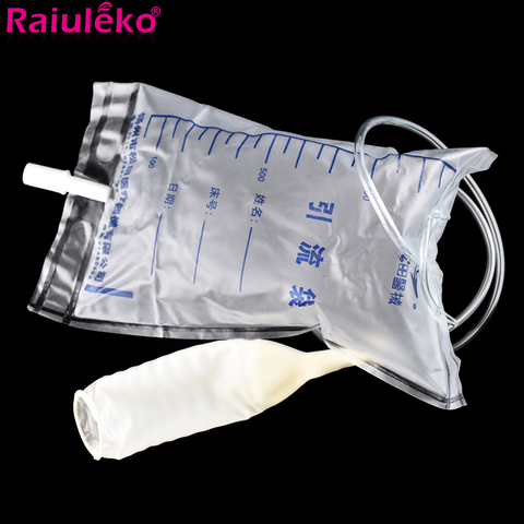 Sac de Drainage d'urine pour hommes, cathéter médical en Latex de 1000ML pour lit de personne âgée, collecteur d'urine pour soins de santé, 5 pièces/lot ► Photo 1/6